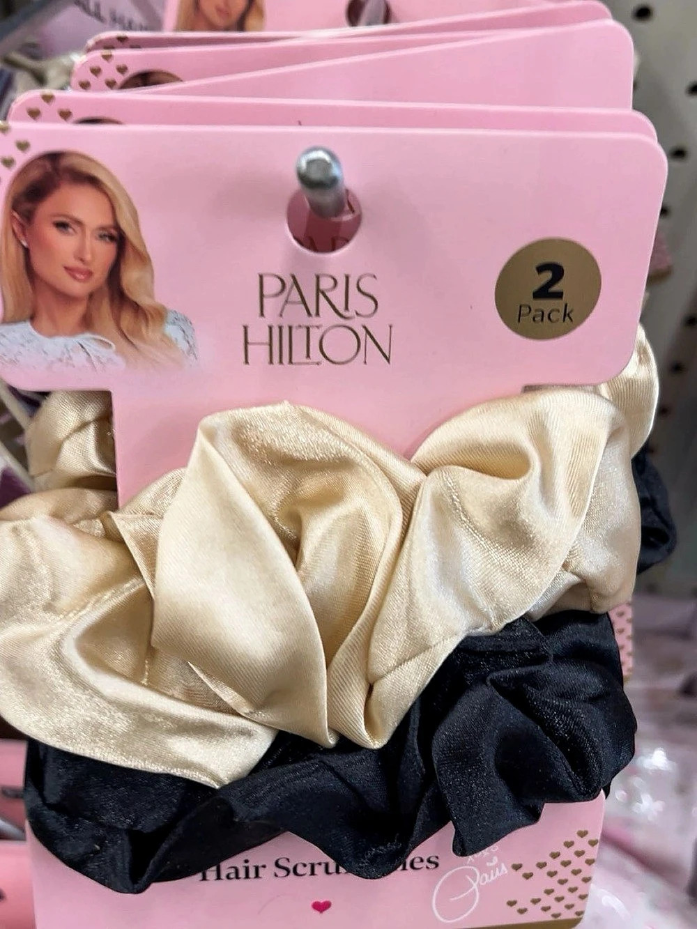 Paris Hilton Hair Scrunchies 2 Pack Cream & Black NWT